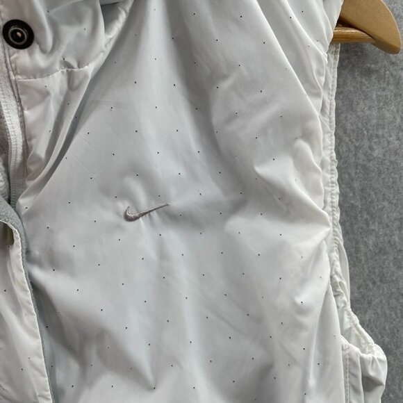 NIKE Running Vest Womens Small White Black Polka Dot Fleece Lined Pockets Cinch - Picture 3 of 12